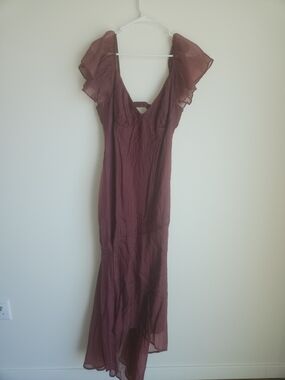 Women’s Flowy Mauve Maxi Dress with Flutter Sleeves